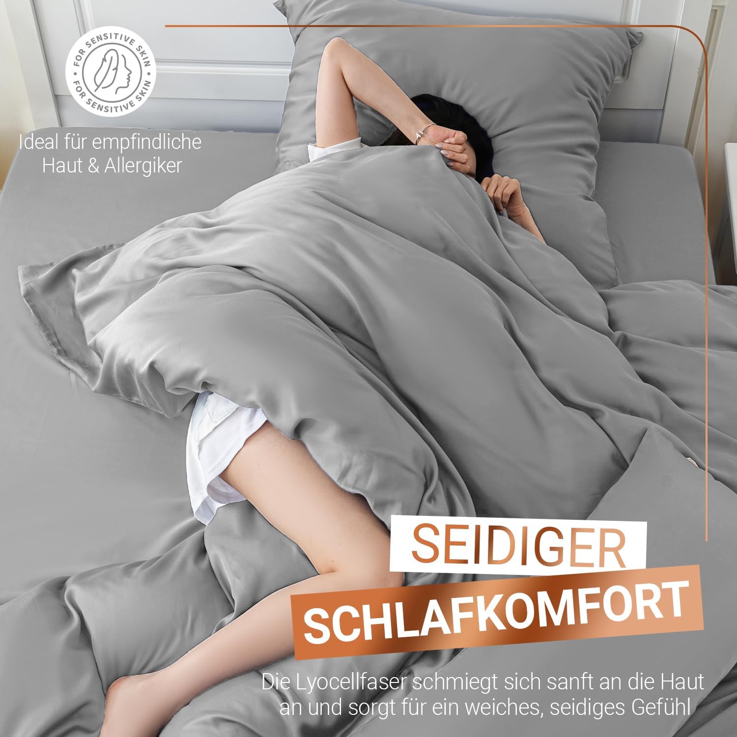 Bambus Lyocell Bettbezug 135 x 200 cm Grau - Weiche Liberia | Ubuy