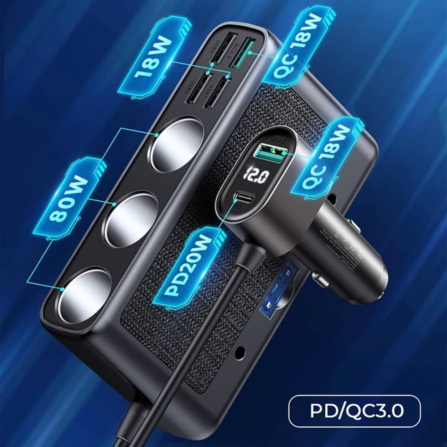 Amazon.co.jp: Zukida 154W 3連 シガーソケット QC3.0 急速充電搭載