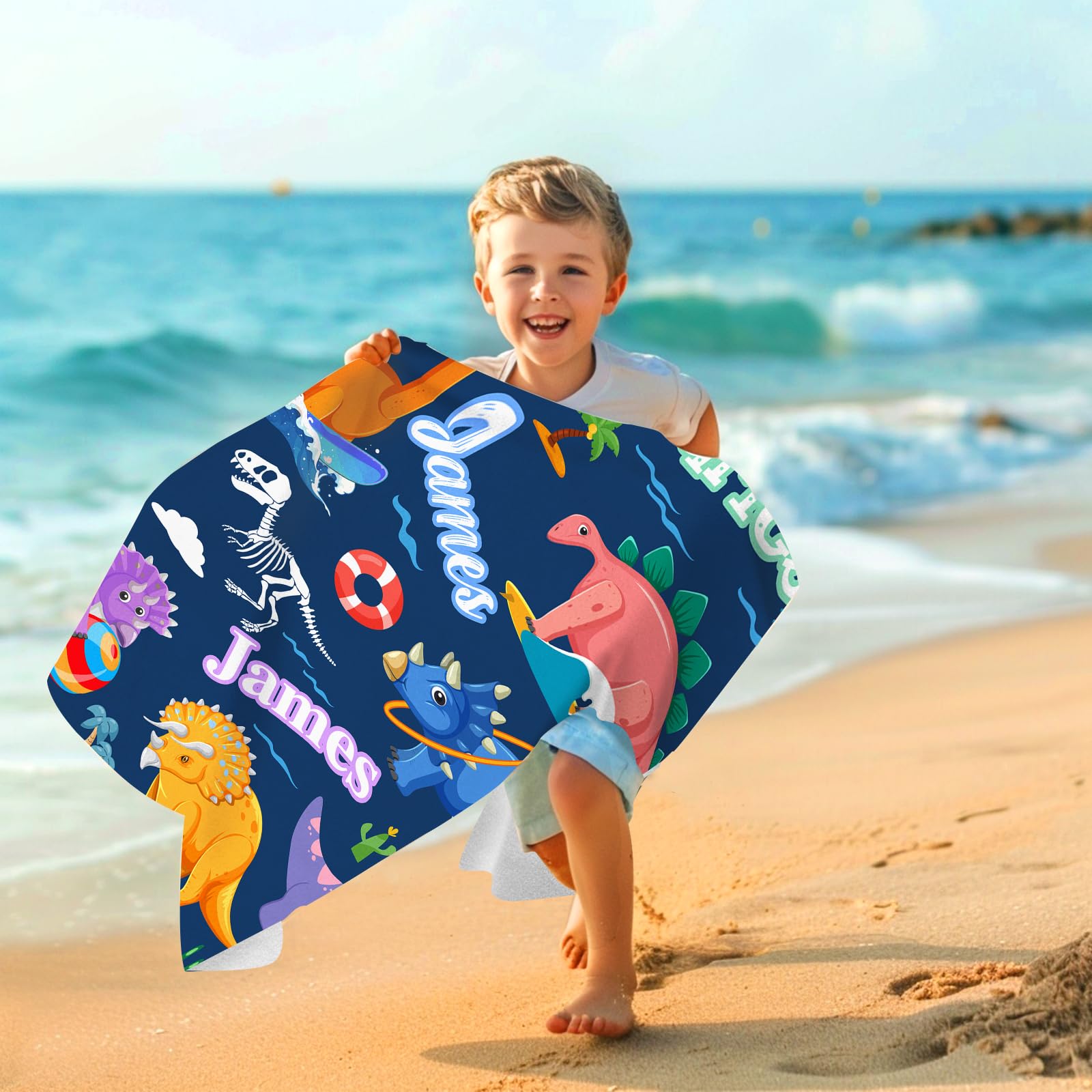 Personalized Beach Towel With Name - Ultra Thin Microfiber, Quick-Dry, Sand Free, Multiple Sizes For Kids & Adults