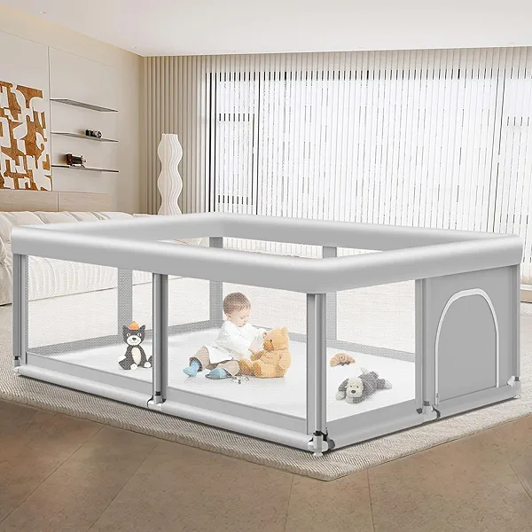 Large Baby Playpen for Babies and Toddlers, Playpen 74×50, Large Baby Play Yards Indoor & Outdoor, Sturdy Safety Baby Play Pen with Soft Breathable Mesh, Toddlers Activity Center with Anti-Slip Base
