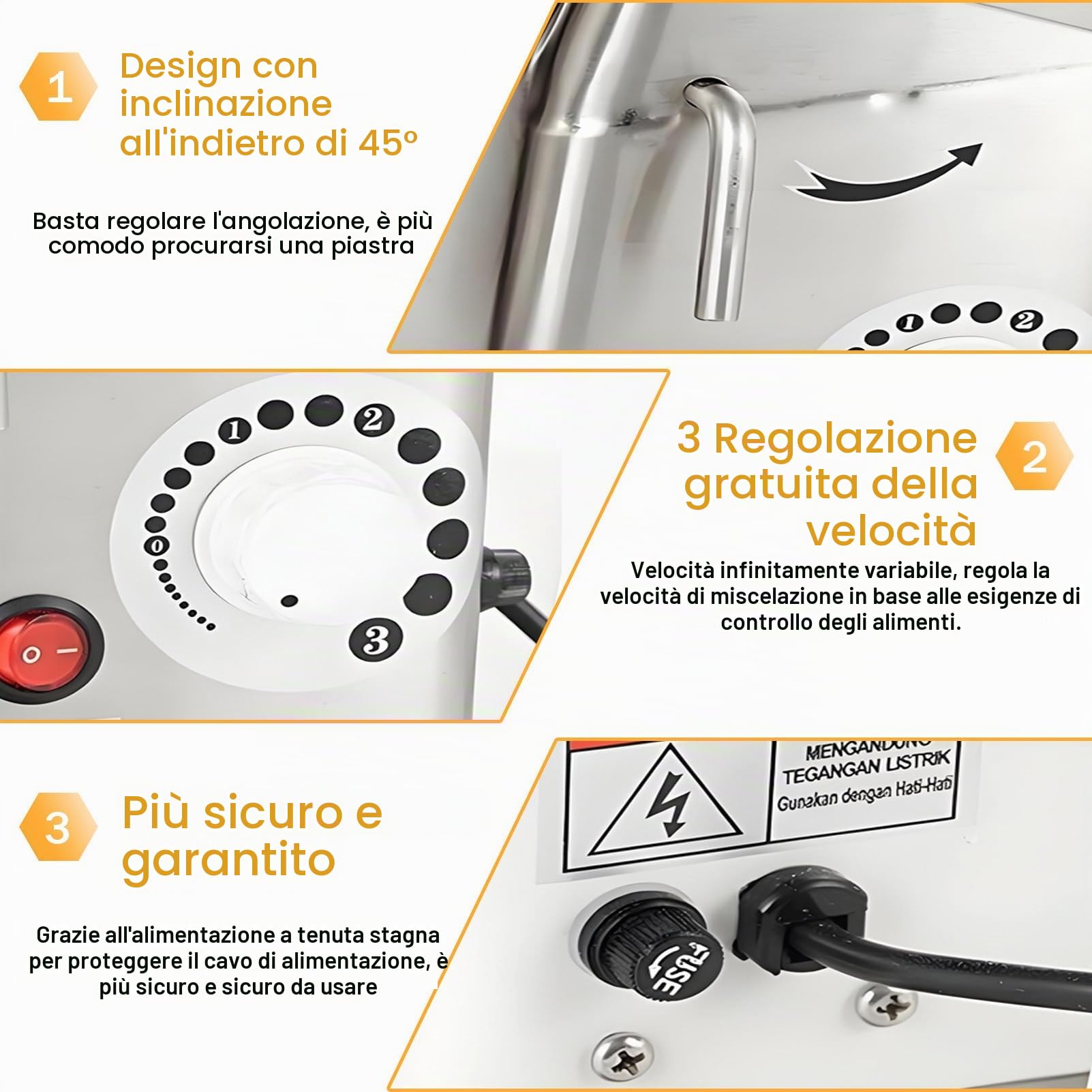 Impastatrice planetaria Professionale per la Cottura al Forno, impastatrice Commerciale per impieghi gravosi con Gancio per impastare, Frusta e sbattitore, 3 velocità 10L-220vSilver