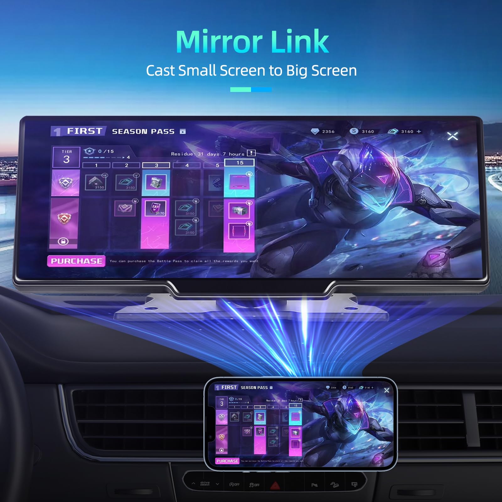 10.26 Inch Wireless Carplay Screen voor Car Play en Android Auto