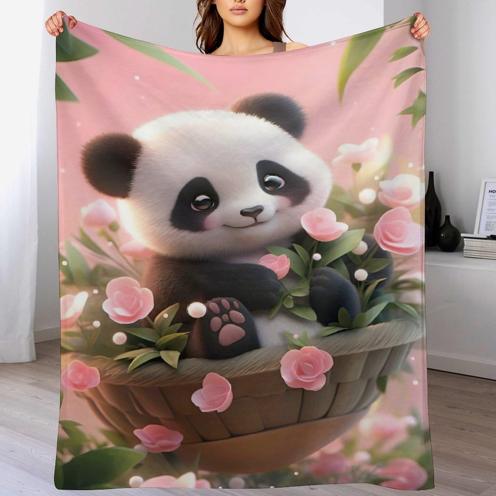 Couverture Panda en flanelle 130×180cm jeté de lit et canapé pour salon