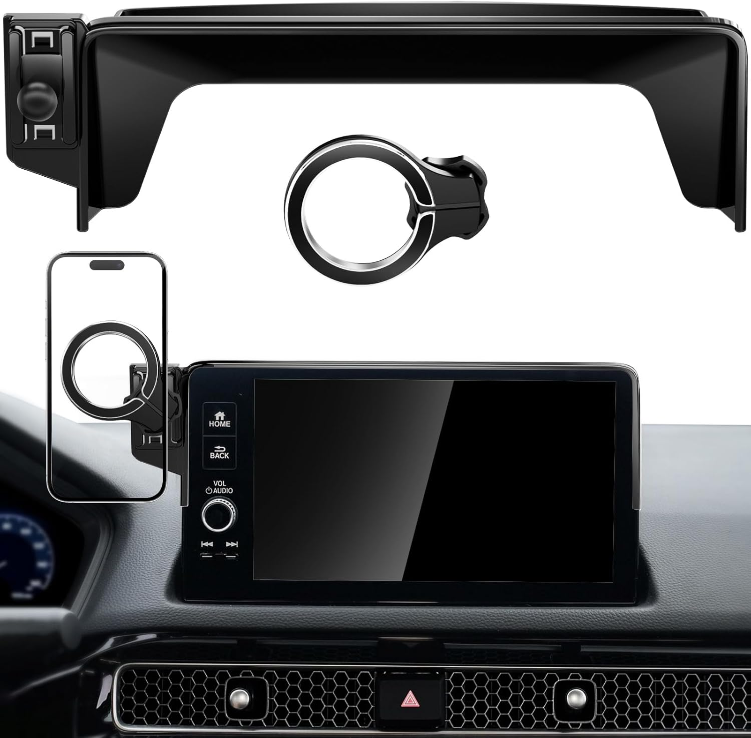 pop-tech Magnetic Phone Holder for Honda Civic 11th Gen 2022 2023 2024 2025 2026, 360° Car Screen Phone Mount Made for Civic Hatchback Sedan Touchscreen, Compatible with Magsafe iPhone Accessories