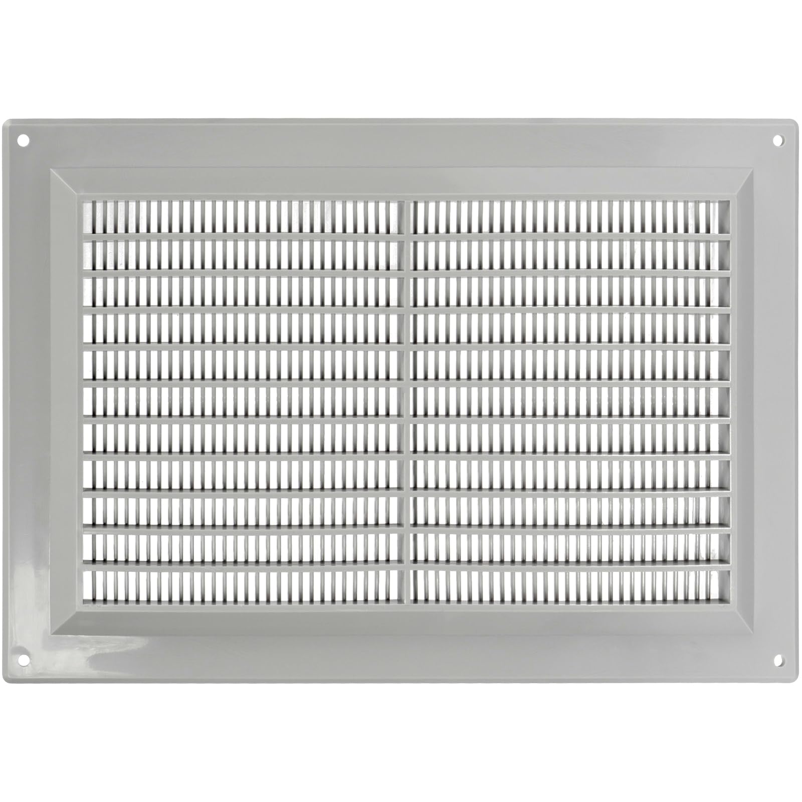 Vent Systems 250 x 170 mm / 10" x 7" Inch Grey Rectangular Plastic Air Vent Cover, Louvered Wall Grille with Screen Mesh