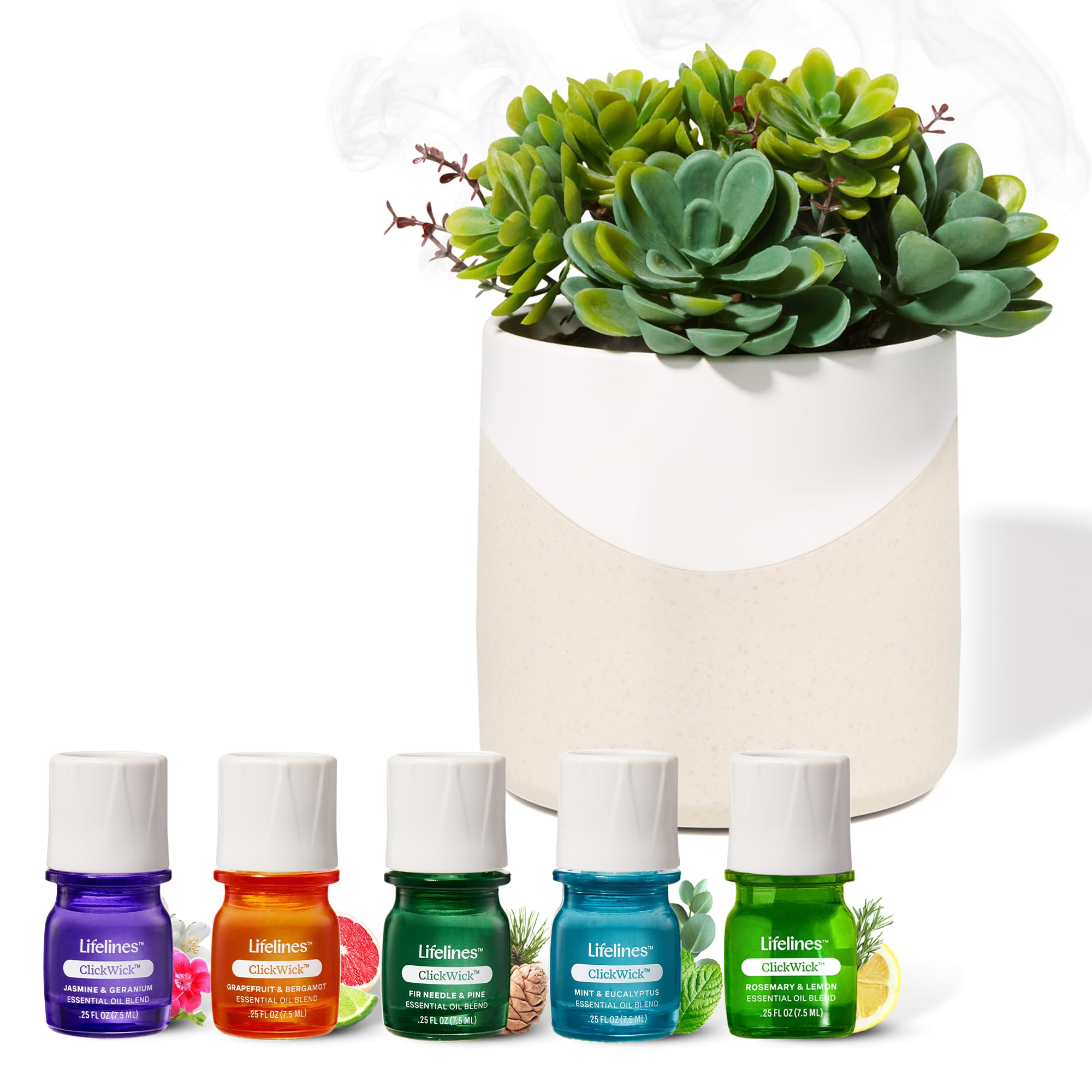 Plant Diffuser - Two Toned + ClickWick Refills - 4-Pack Discovery Set
