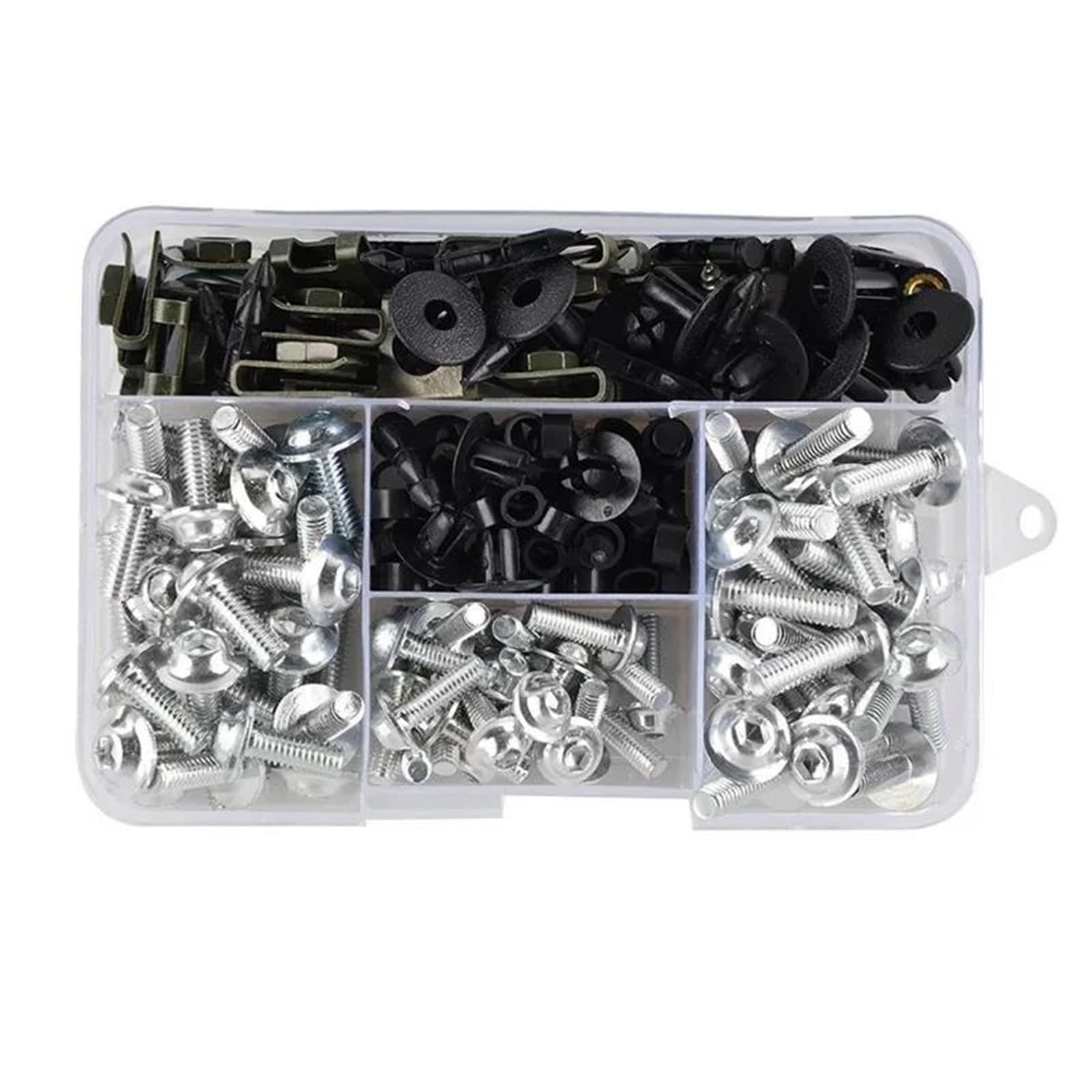 Kit Pezzi Vite Moto 195 Pezzi Kit Viti Bulloni Carenatura Moto Dado Clip Per ER6F ER 6F ER6N 6N H2SX H 2 SX H2 H2SE SE Carrozzeria Bulloni Fissaggio Carrozzeria(Argento)