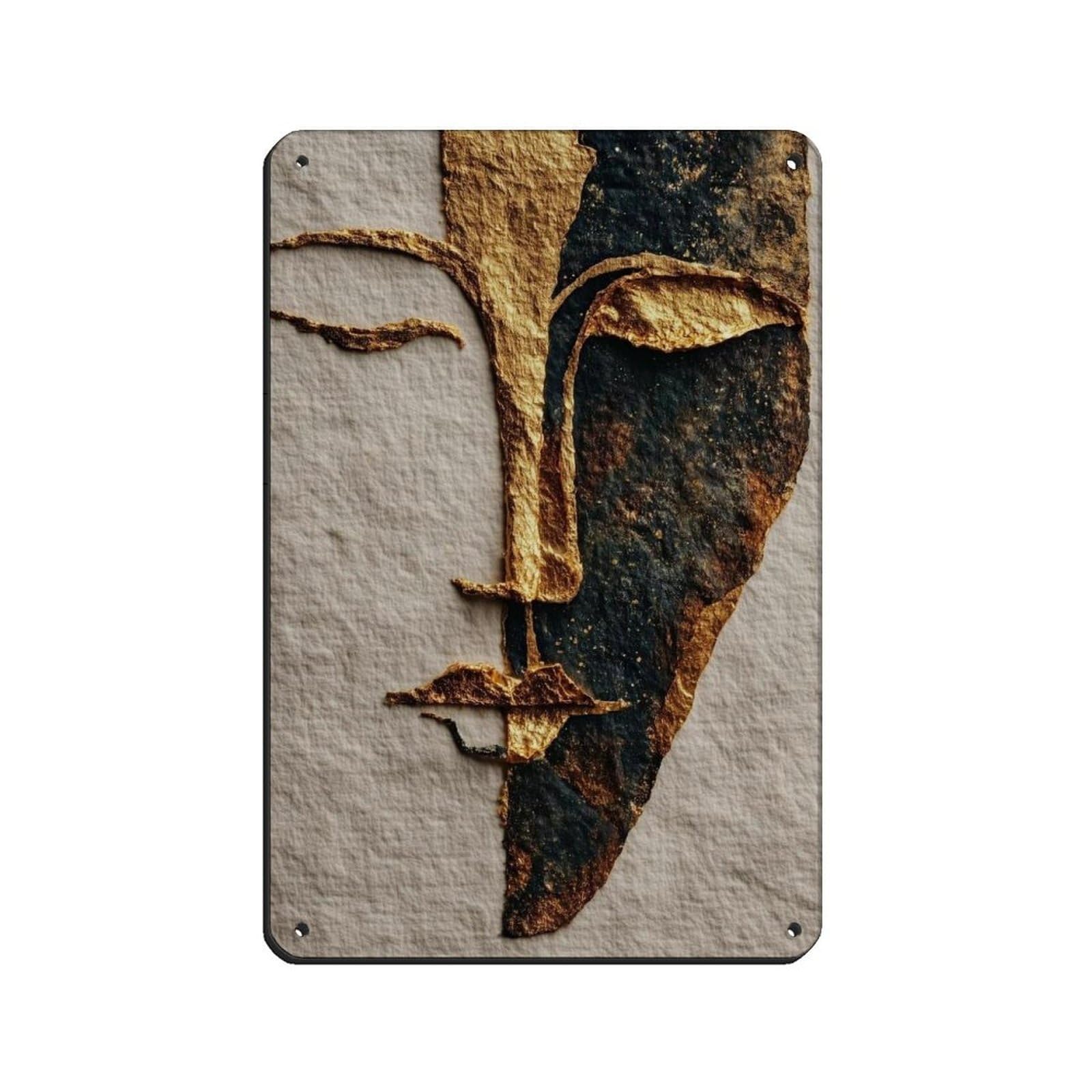 Plaque en métal vintage visage doré déco murale salon rétro 20x30