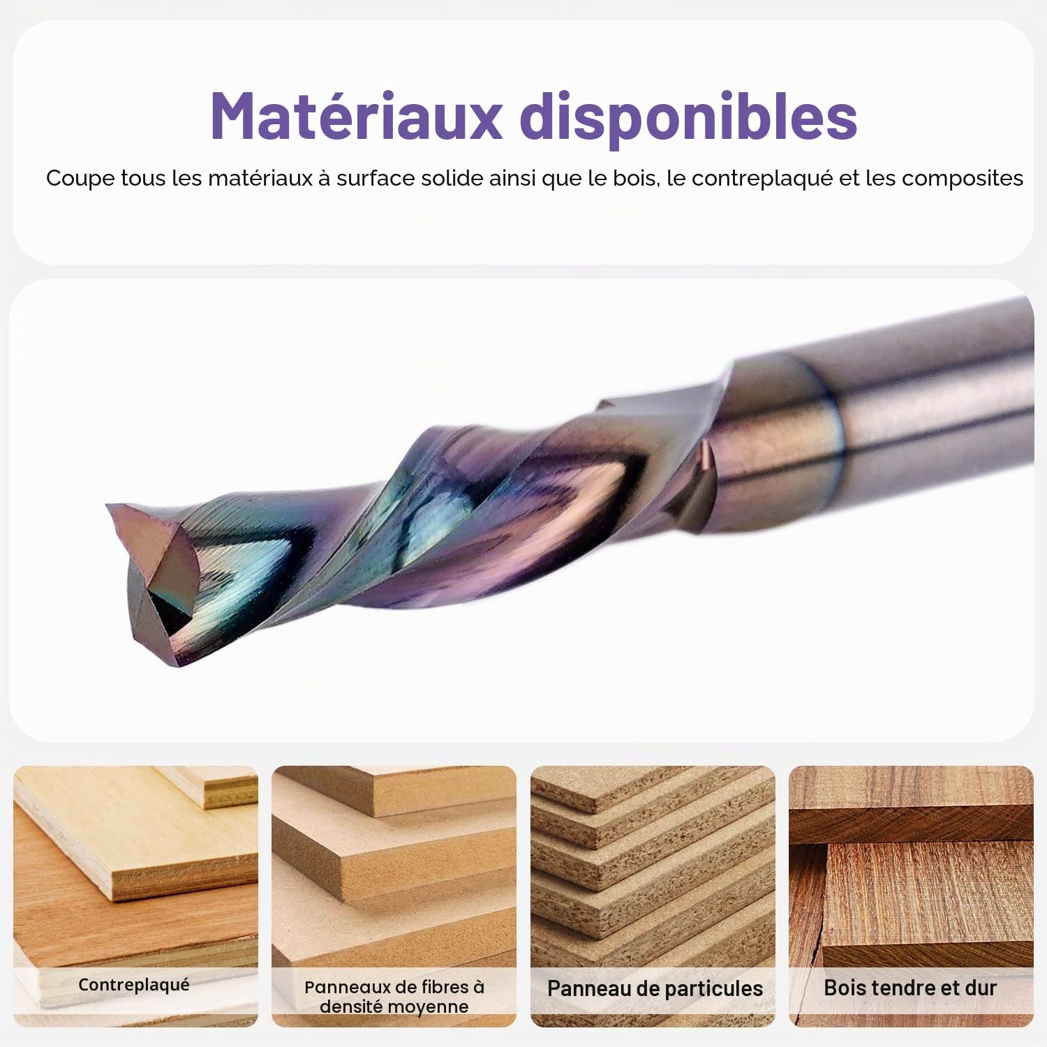 SpeTool Fraise à rainurer hélicoïdale - Tige de 6 mm - Longueur de coupe de 24 mm - Avec revêtement SPE-X VHM - Fraise à queue CNC pour défonceuse à 2 flûtes - Fraise à bois