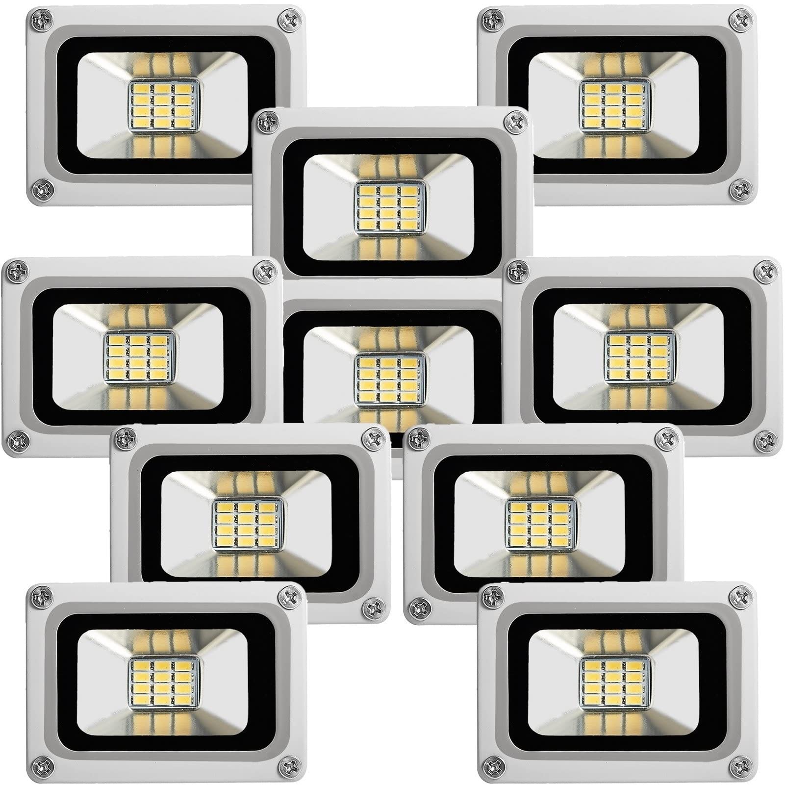 ZIMBRO 10er Pack 10W Garten Fluter 800lm Superhelle Lager LED-Leuchten IP65 Wasserdicht Straßenbeleuchtung Kunstwerk Lichter Spielplatz Sichere Lichter for Sportplätze