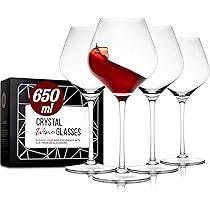 Gusto Nostro Set di 4 Calici Vino in Cristallo, 650 ml – Bicchieri Vino Rosso e Bianco a Stelo Lungo Moderni, Lavabili in Lavastoviglie, Eleganti e Raffinati – Per Matrimoni, Cene, Feste
