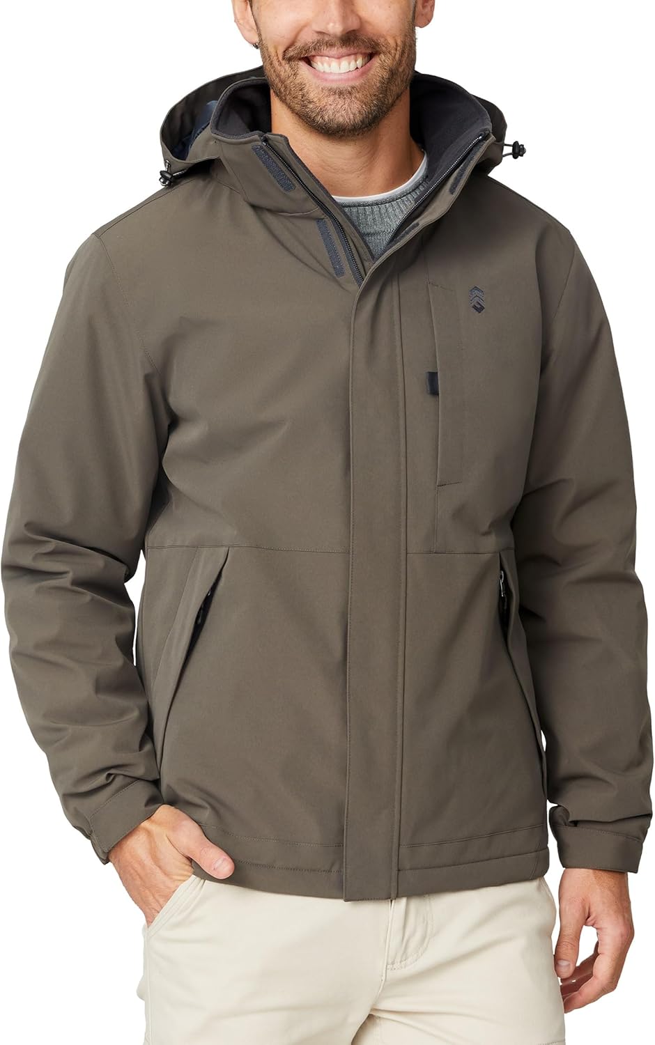 Free Country Men's Winter Softshell Ski Jacket Water and Wind Resistant Coat Warm Insulated Hooded for Men-Denali