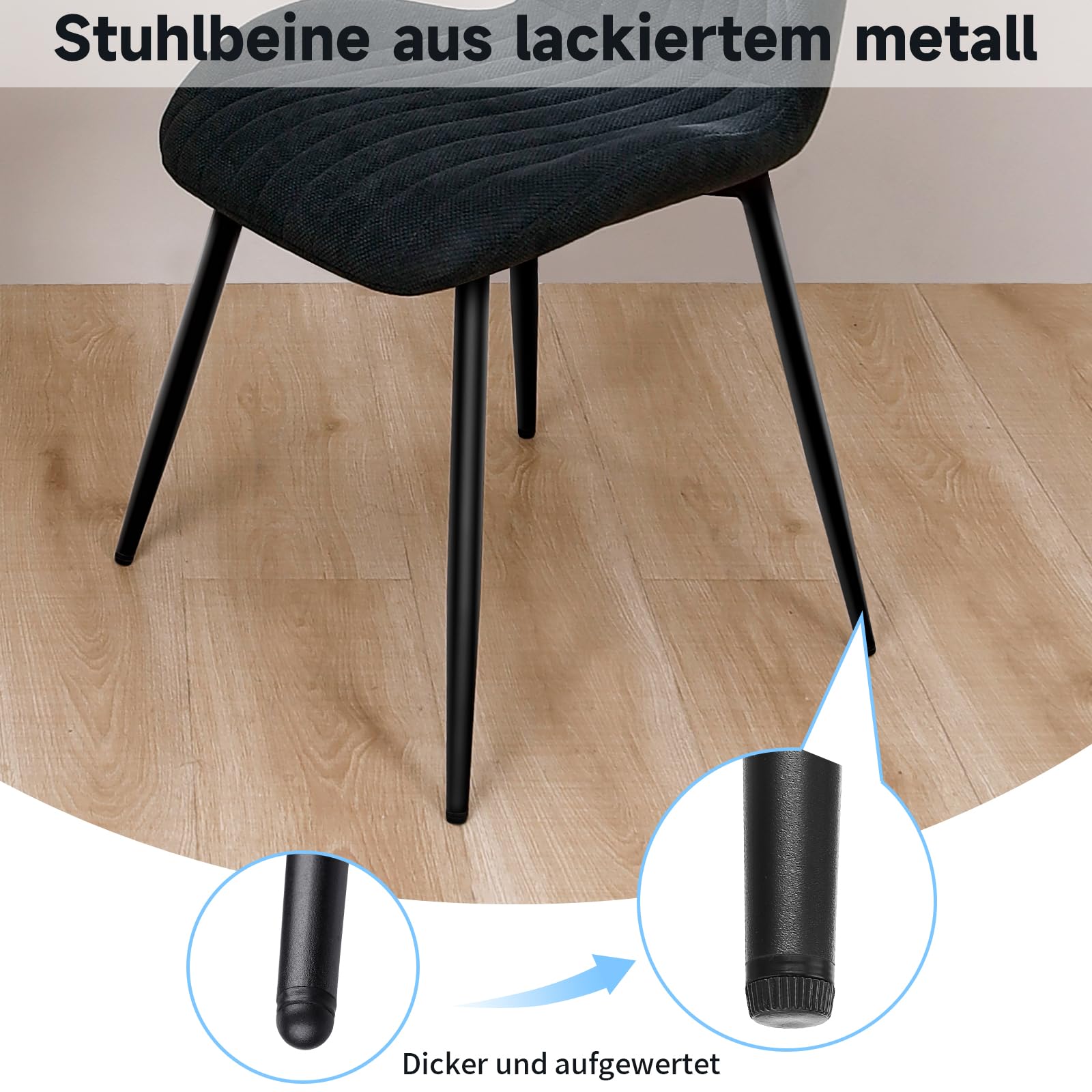 LEWE Esszimmergruppe Esstisch mit 4 Stühlen, 140 x 80 x 76 cm Rechteckig Esstisch aus Holz mit 4 Esszimmerstühle mit Hohe Rückenlehne, Schwarz Eisenbeine, für Küche Esszimmer und Wohnzimmer
