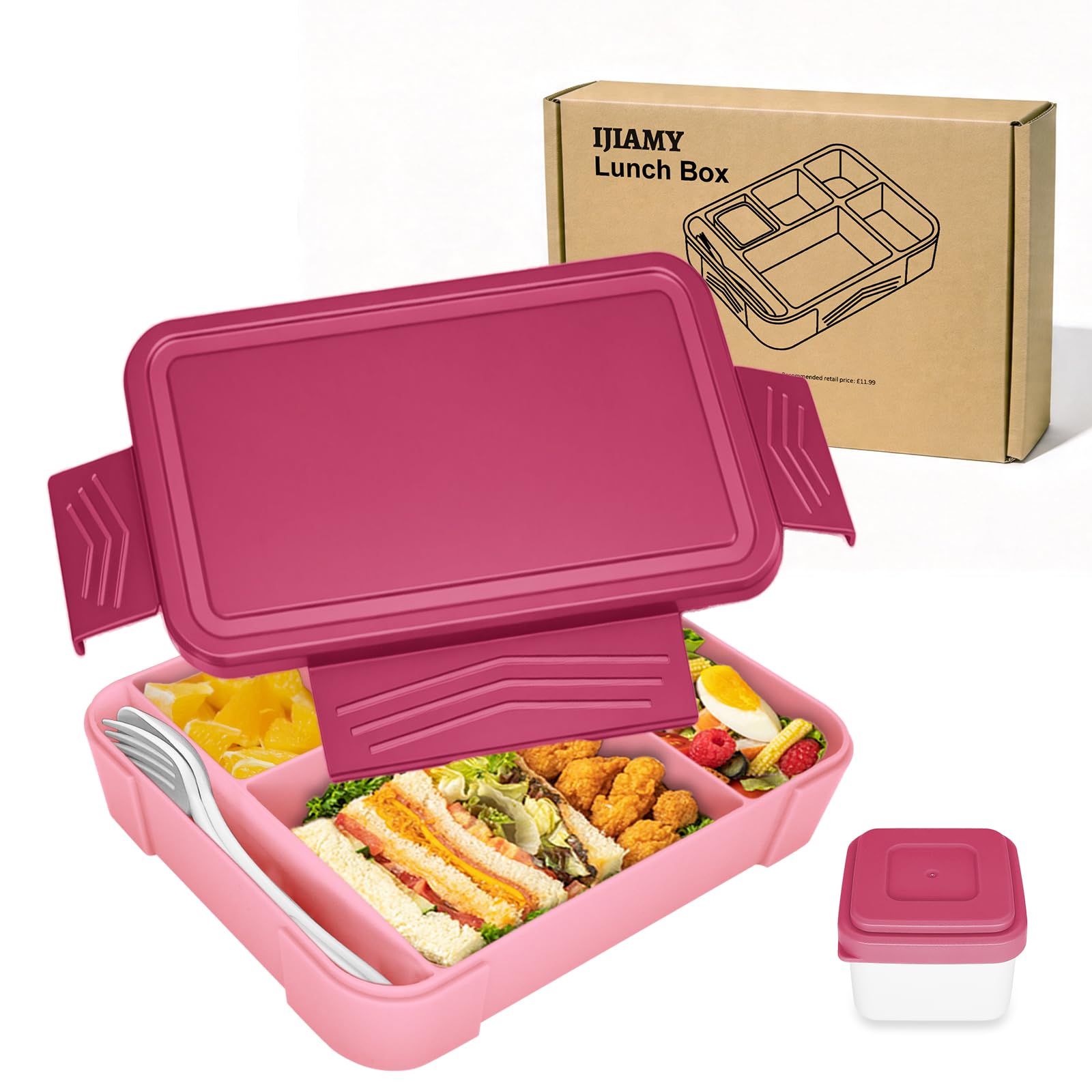 IJIAMY Brotdose Kinder mit Fächern, Bento Box Kinder, Auslaufsicher Lunchbox Kinder, Brotbox für Mädchen & Jungen, Snackbox, Perfekt für Schule, Kindergarten & Ausflüge