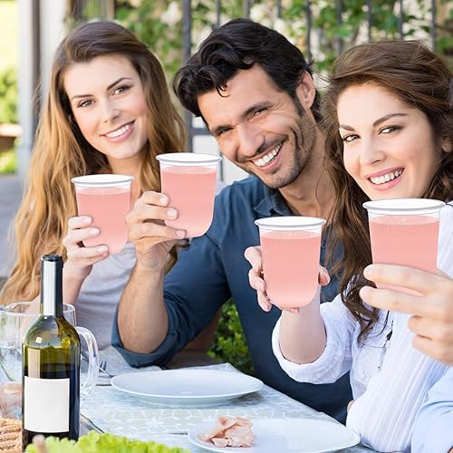 Miniatura 7 de Ziliny 100 copas de vino de plástico sin tallo, desechables, de plástico transparente, para fiestas, bodas, cumpleaños, cócteles (16 onzas)