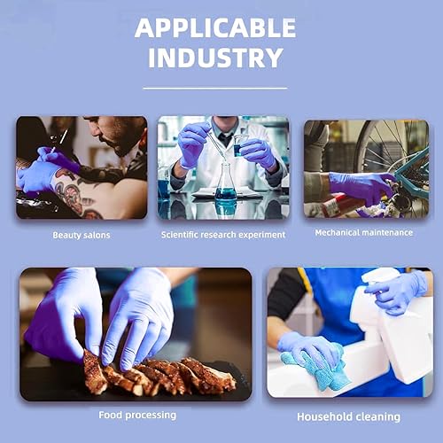 Miniatura 6 de Guantes desechables de uñas, 100 unidades, color morado, sin látex, guantes de nitrilo desechables sin polvo, guantes medianos para herramientas de
