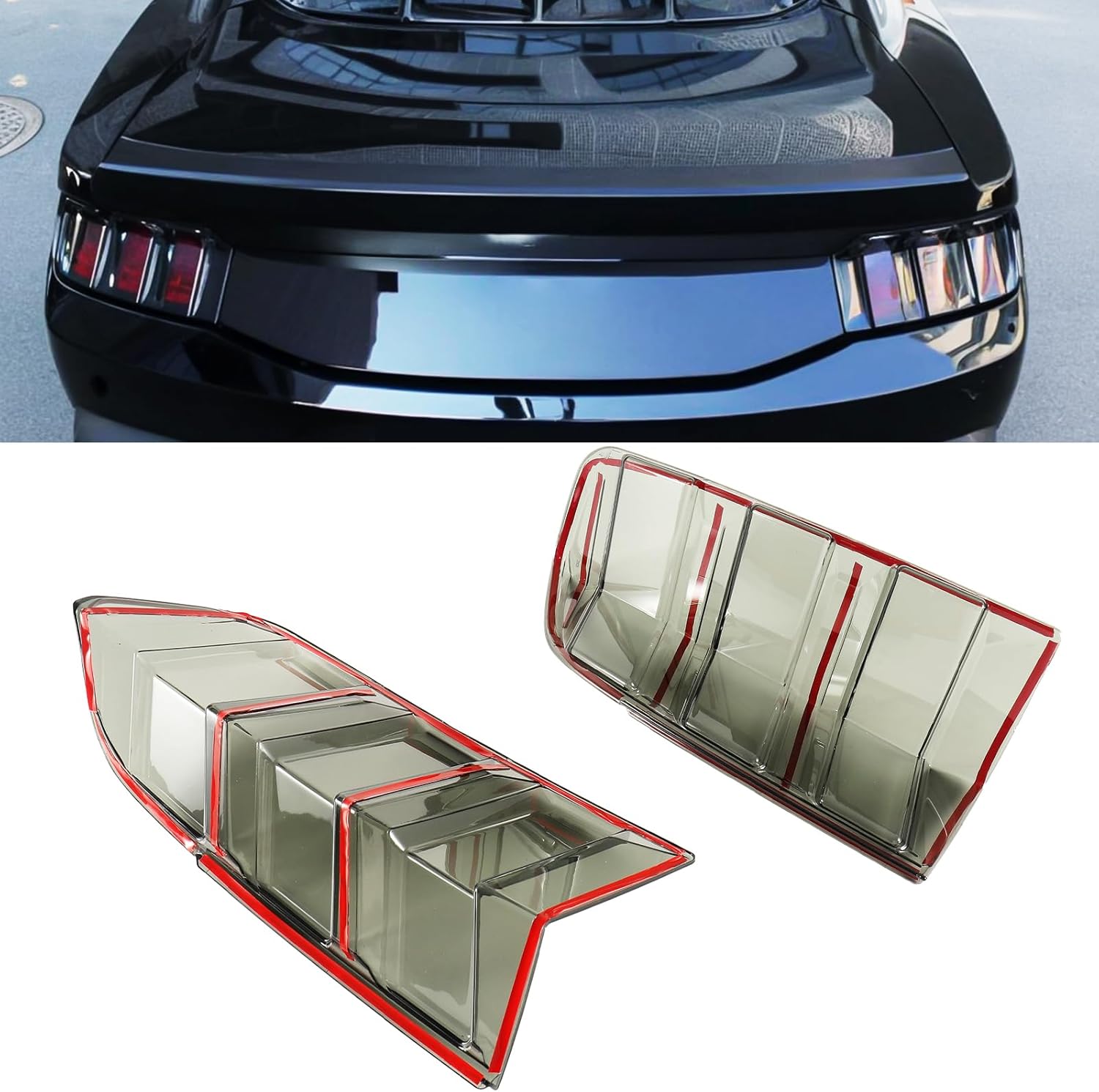 GearUp Tail Light Covers for Ford Mustang 2024 2025 Smoke Tail Lamp Cover