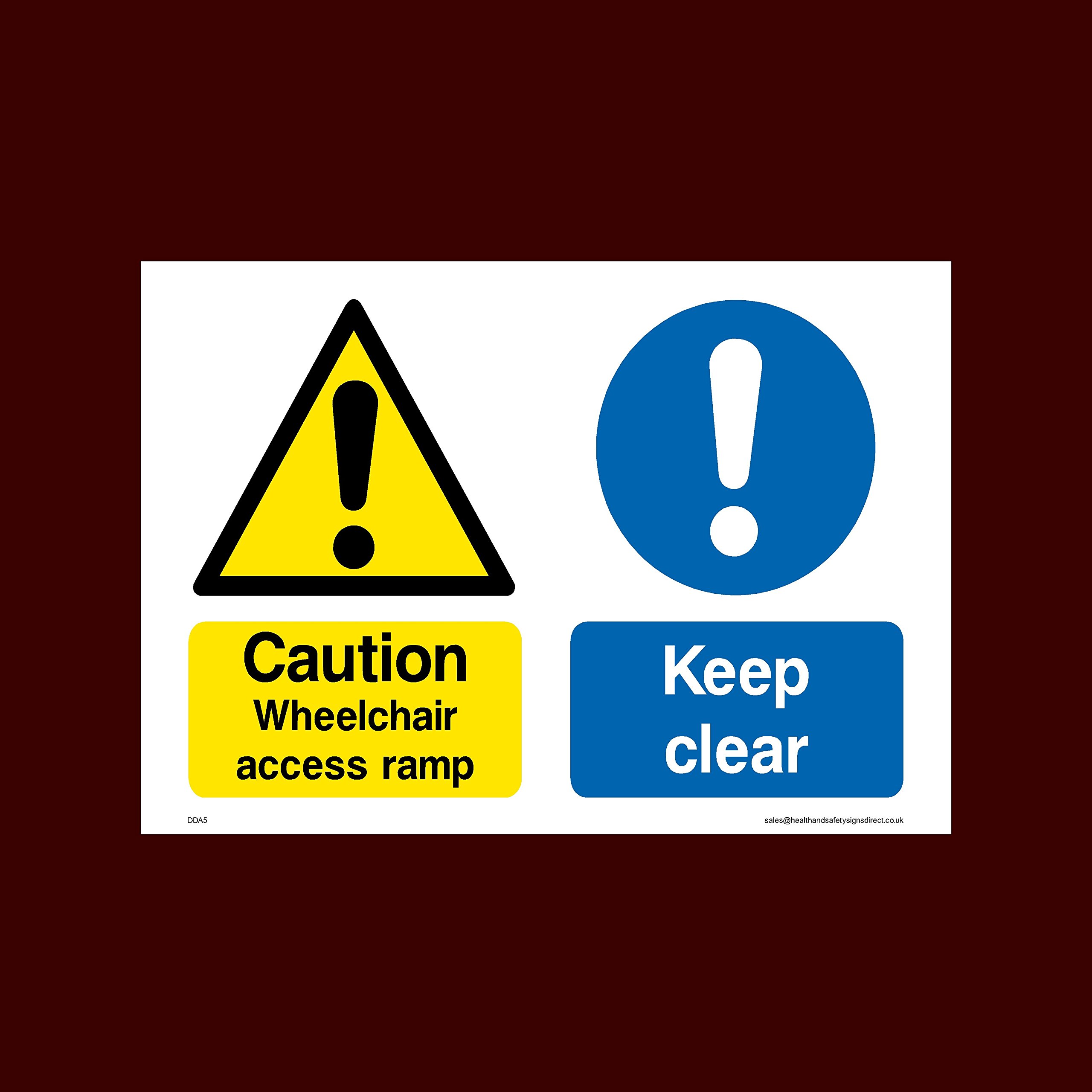USSP&S Caution Wheelchair access ramp Keep clear Sticker/Self Adhesive Sign - Fire, Disabled, Wheelchair, Ramp, Parking, Emergency - (DDA5)