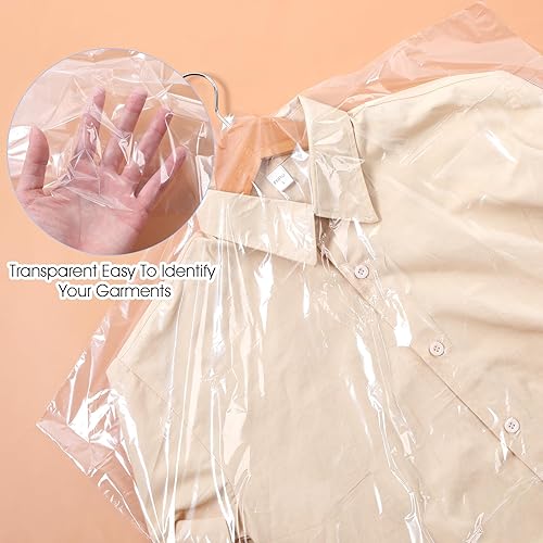 Miniatura 3 de Fundas de plástico transparente para ropa, paquete de 150 bolsas para colgar ropa, bolsas de ropa de limpieza en seco para almacenamiento en el