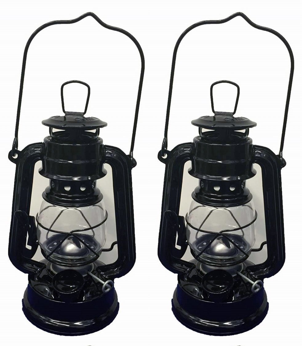 Shop4Omni Black Metal Hurricane Lantern - 8 Inches (2)