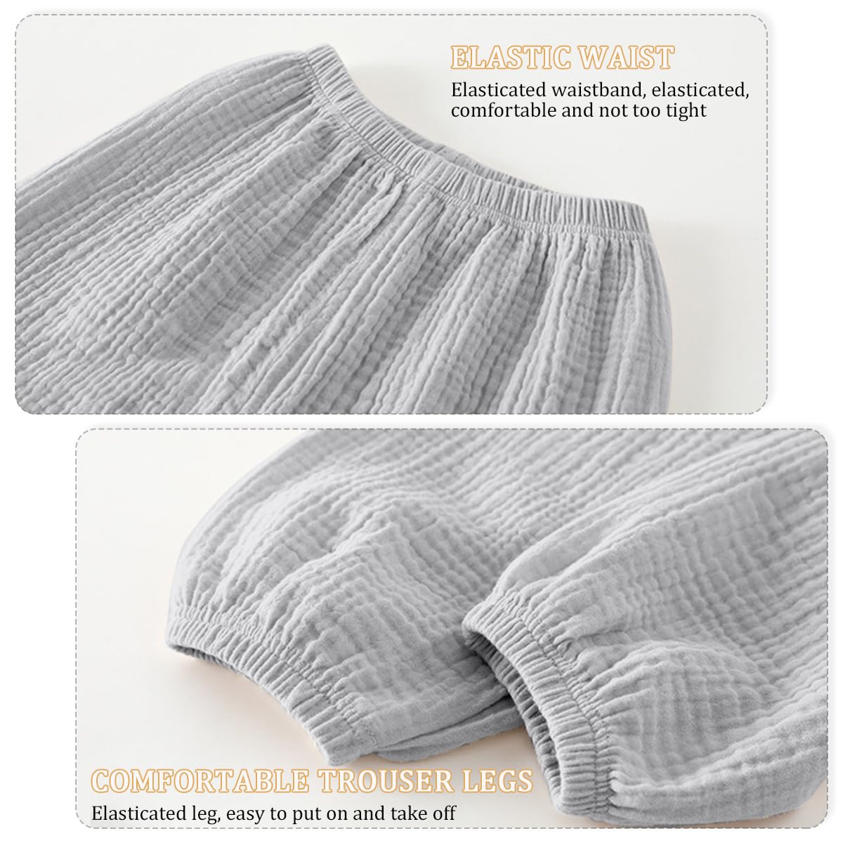 2er-Pack Musselin Hose Baby Kinder Mädchen Jungen Sommer Einfarbig Leinenhose Bloomers Baumwollgarn Lange Hosen Dünn Pumphose Haremshose Jogginghose Lässige Hose Gr. 60/62/74/80/92/104