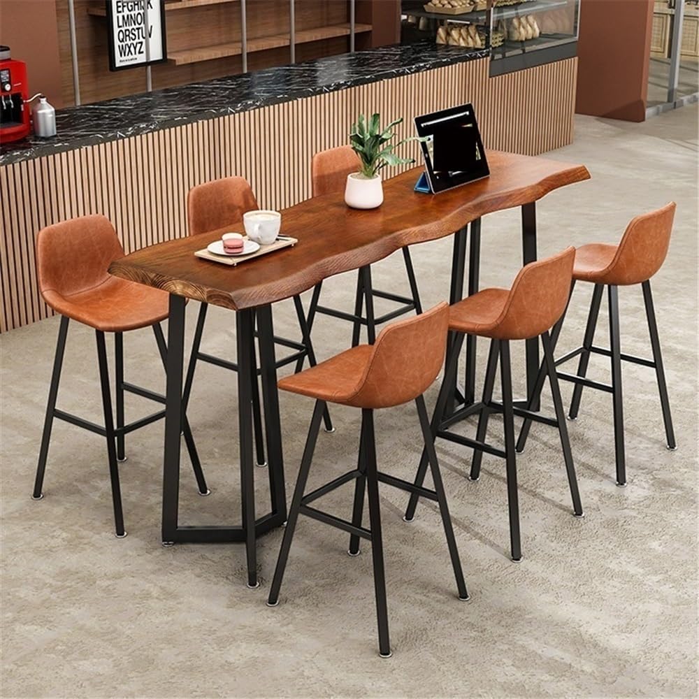 Table de Bar Table de Bar rectangulaire Haute en Bois avec Cadre métal for Cuisine, Salle à Manger et Salon(140 * 45 * 105cm)