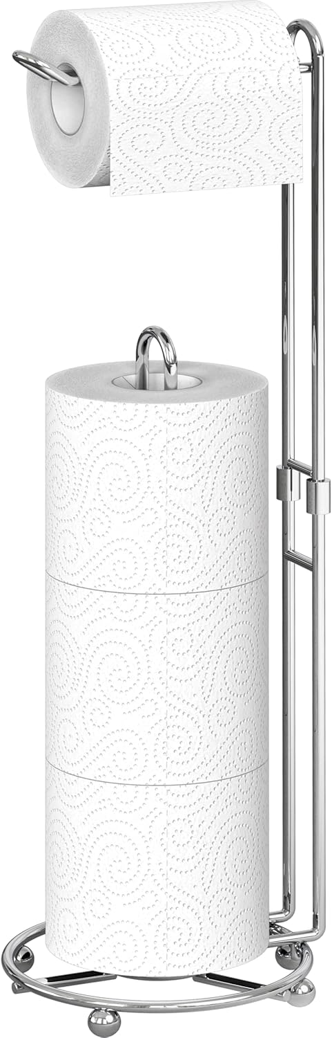 Simple Houseware Toilet Paper Holder for Bathroom Tissue Freestanding Storage, Chrome