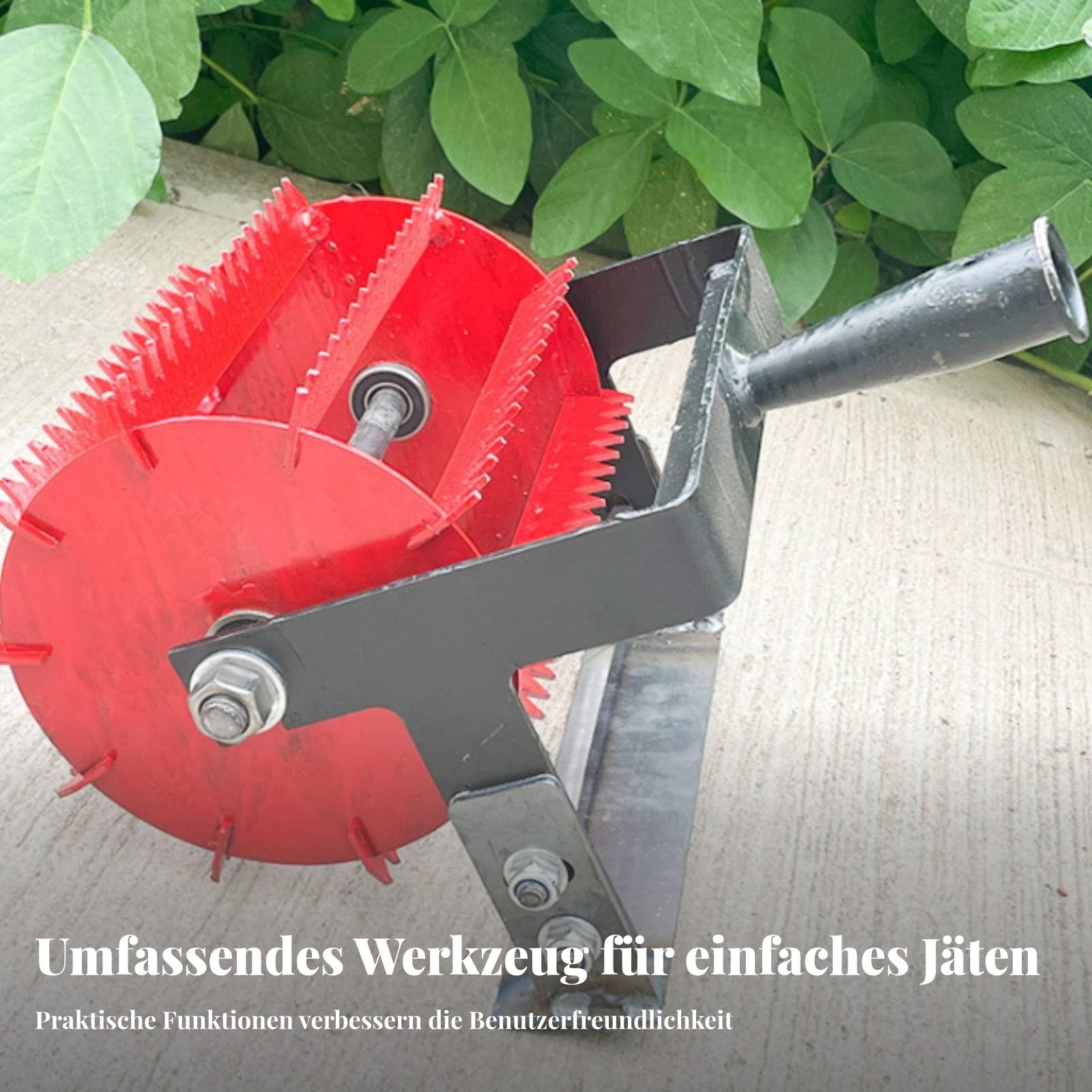 Sternrad Unkrautjäter Bodenlockerer Rollhacke Gartenhacke Unkrautstecher Werkzeug für Blumenbeet Bodenbelüftung, Groß