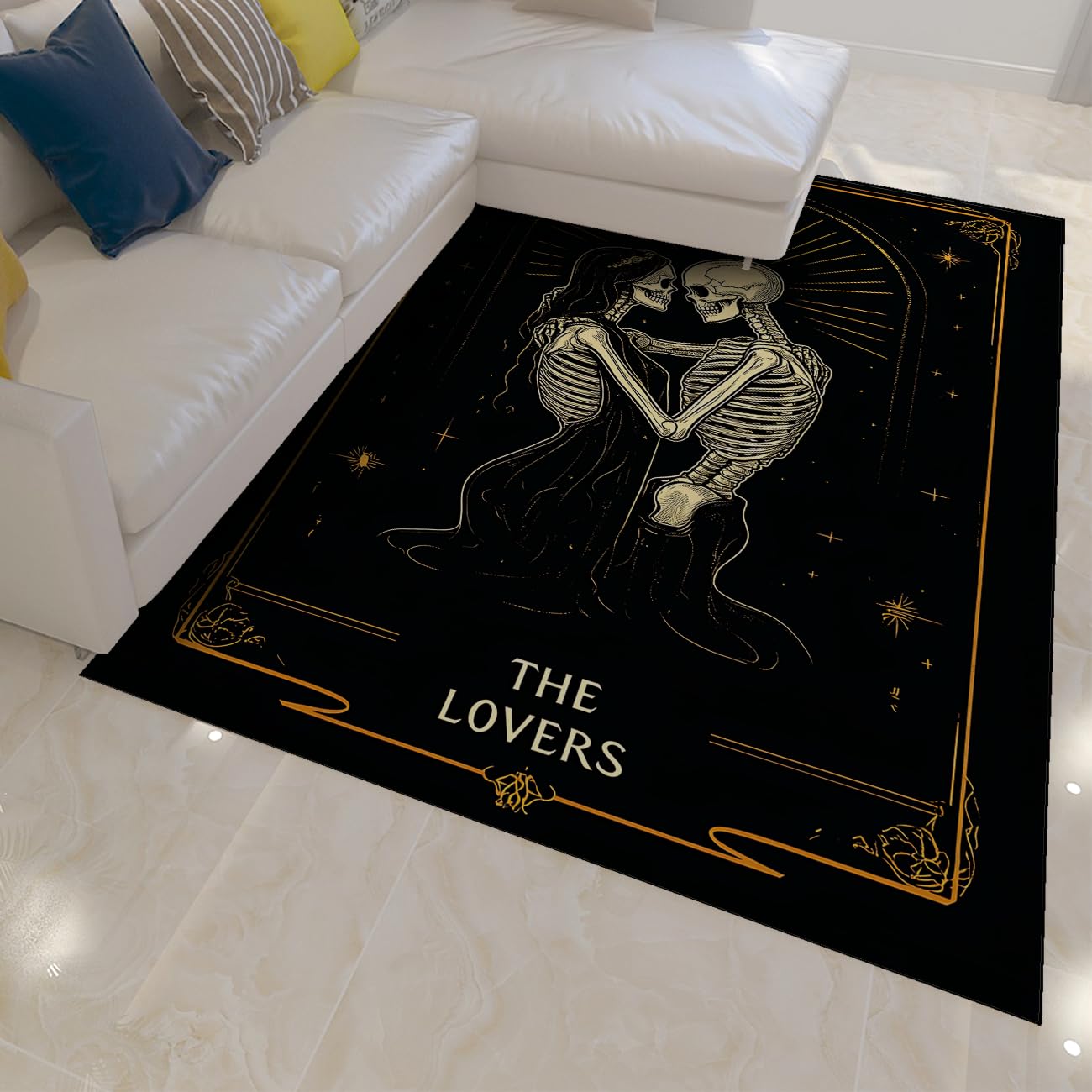 Tapis squelette gothique 160x200cm pour chambre ado et adulte