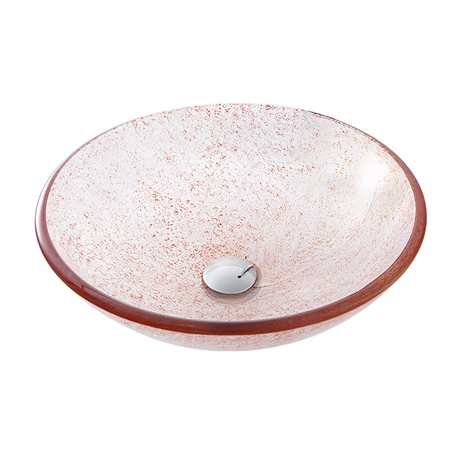 ASerZenith Bathroom Vessel Sink Round, Countertop Sink Bowl Tempered Glass Vanity Sink Bowl On The Top Modern Art Vessel Bowl Sink With Drain Combo And Mounting Ring,Red,Basin Only(Red-Basin Only)