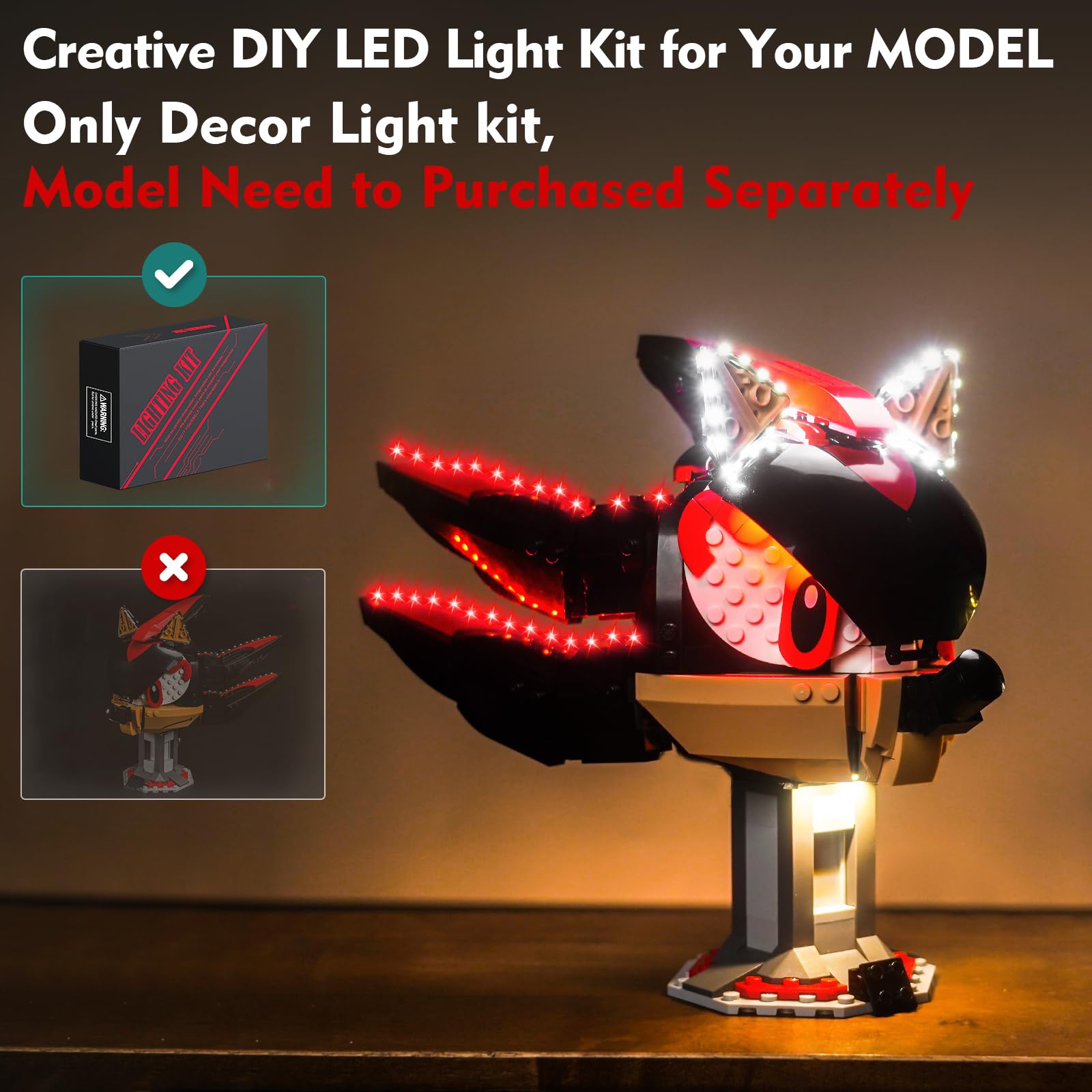 LocoLee Light Compatible with Lego Shadow The Hedgehog 77000 Lighting Set Accessories Compatible with Lego 77000, No Models Only Light (Standard Version)