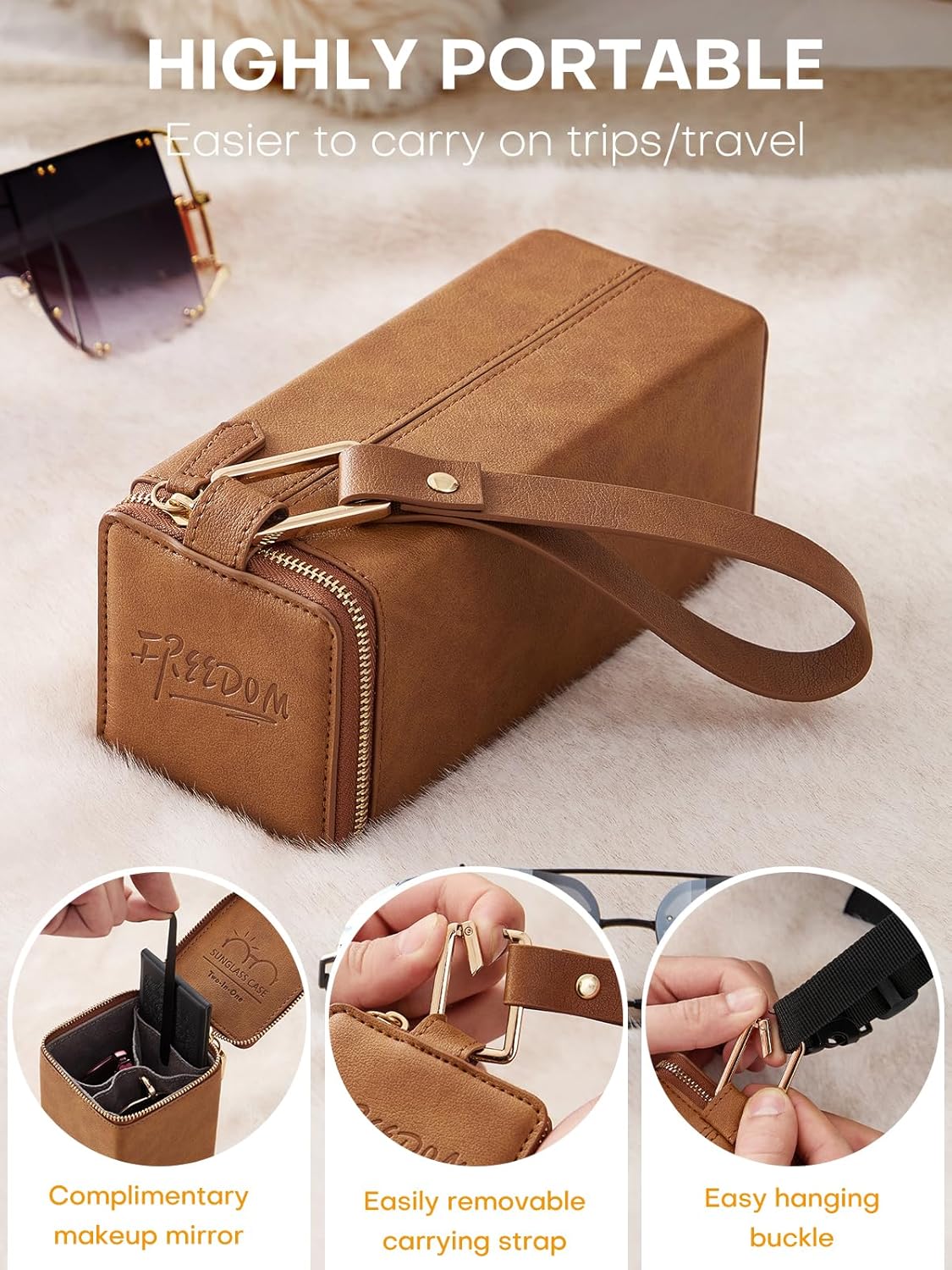 Sunglasses Travel Case Organizer Hangable for Men Women, Eyeglasses Foldable Storage Organizer - Image 2