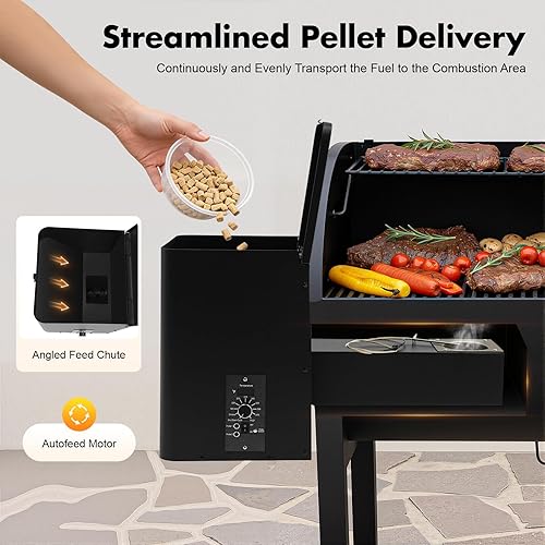 Miniatura 5 de Tolvas de pellets para fumadores, kit de conversión de ahumador de pellets, ahumador eléctrico de pellets de madera con control digital de