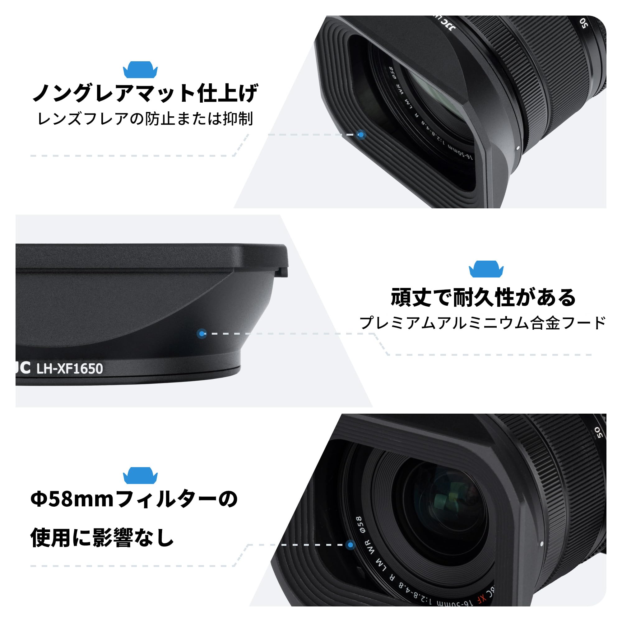 Amazon | JJC バヨネット メタルスクエアレンズフード + フード 