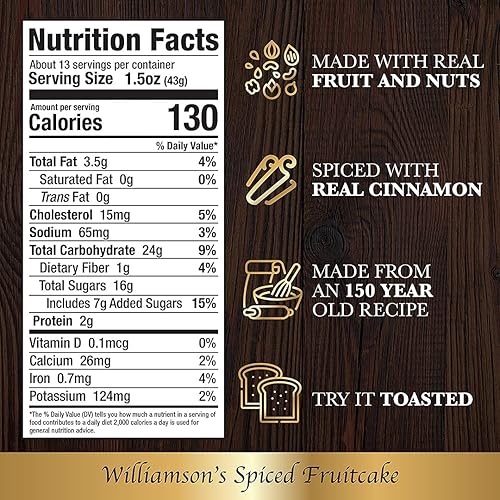 Miniatura 19 de Williamson's - Pastel de frutas con especias, pastel de frutas, recién hecho, aperitivo gourmet, regalo de comida con frutas finas y nueces