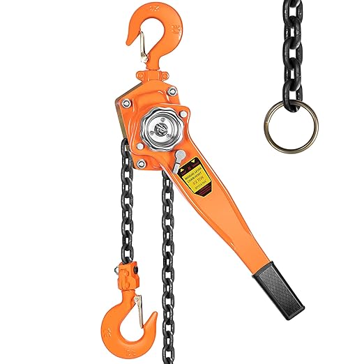 SPECSTAR Lever Chain Hoist 1-1/2 Ton 3300 Lbs Capacity 10 Feet with 2 Heavy Duty Hooks, Chain Come Along for Warehouse Building Automotive Machinery