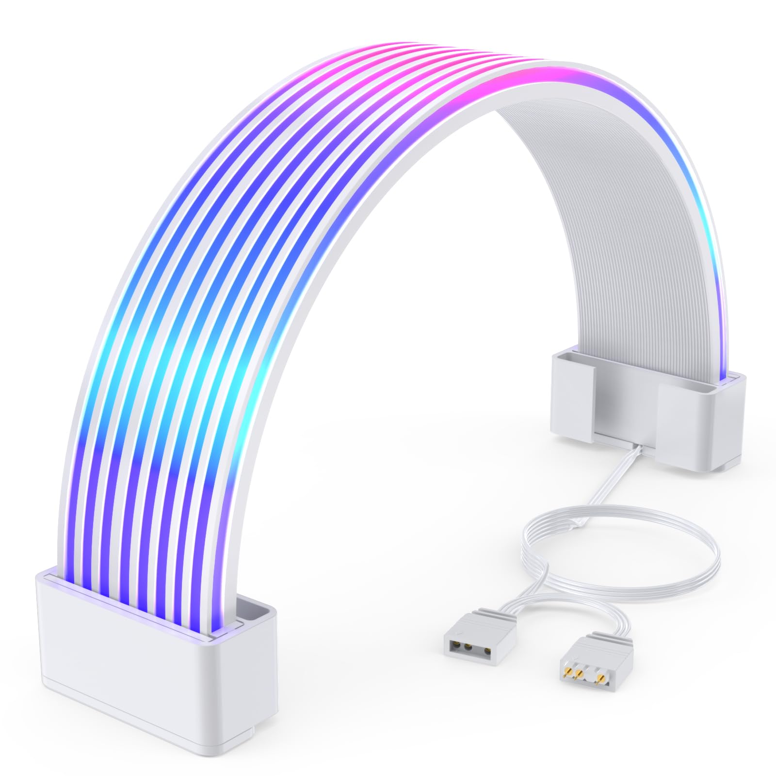 Sirlyr 2x8 RGB PSU Cables Strips,Addressable ARGB Strip for 12VHPWR 8 Pin 2x8 Pin GPU Extension Cable Modular Cable,5V3Pin SYNC,Customized PC Cases 10In