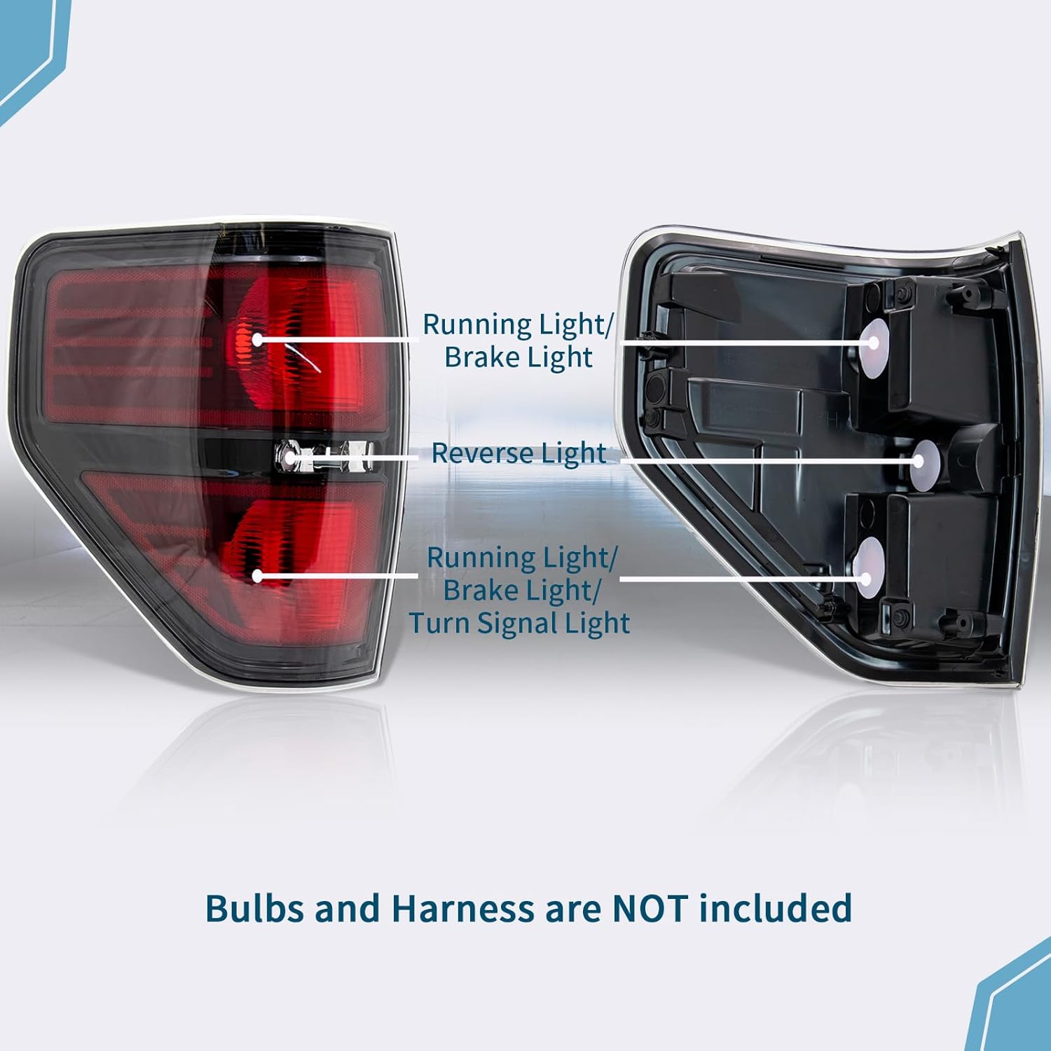 VPIMOZO Brake Tail Light Assembly Compatible With 2009 2010 2011 2012 2013 2014 Ford F150 Rear taillights Pickup Truck Smoked (Driver and Passenger Side)