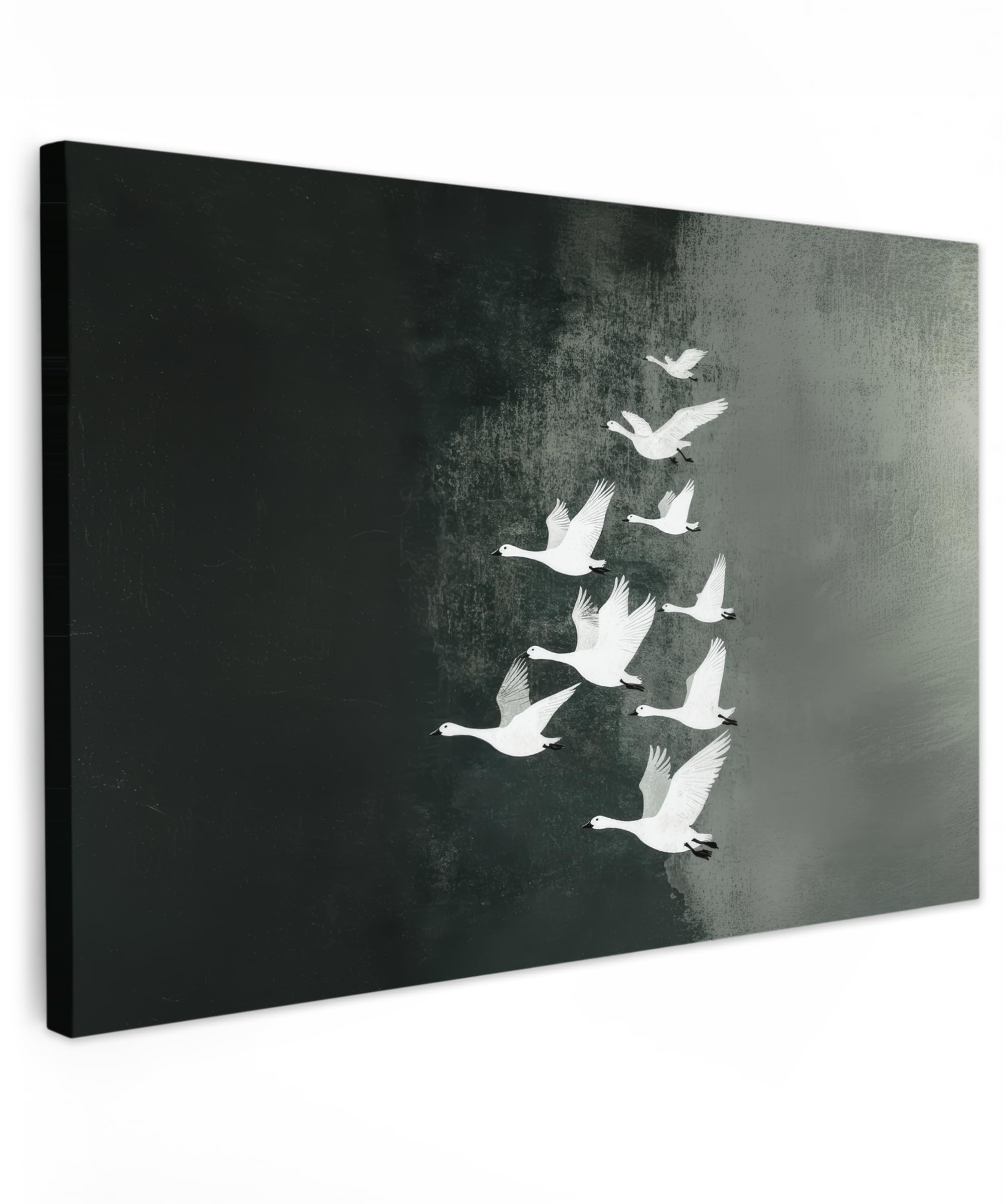MuchoWow© Canvas Wall Art 35"x24" / 90x60 cm Decor Prints for Living Room Decorative Canvases Hall Artwork Bird - Japandi - Green