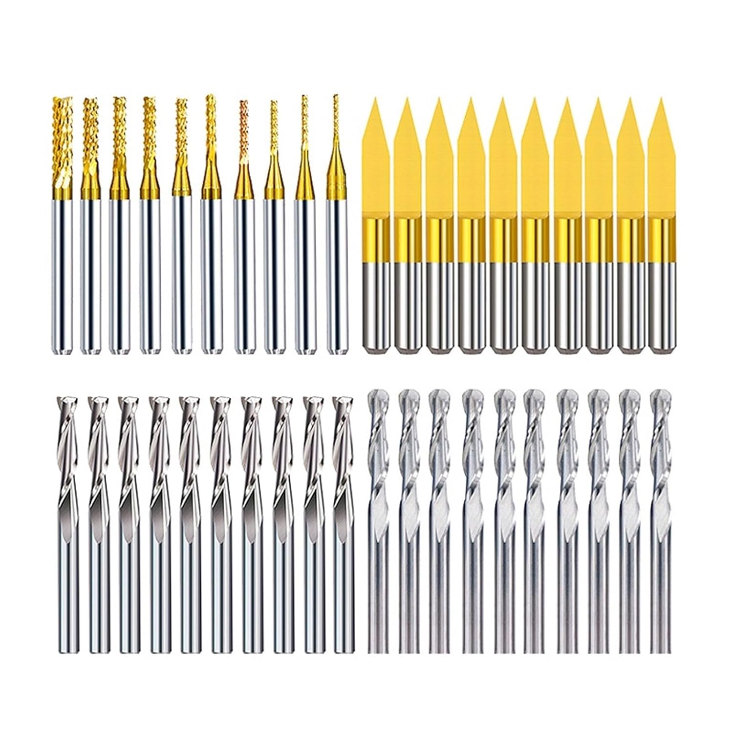 10/40pcs 3.175mm Coated Essential Corn Router Bit Flat End Mill PCB Carbide Router Bits Set for CNC Milling Tools(10pcs 0.8-3.0mm)