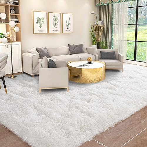 Miniatura 8 de Kelarea Alfombra de área para sala de estar, 3 x 5, antideslizante, color azul turquesa, esponjosa, suave, alfombra de felpa peluda para dormitorio