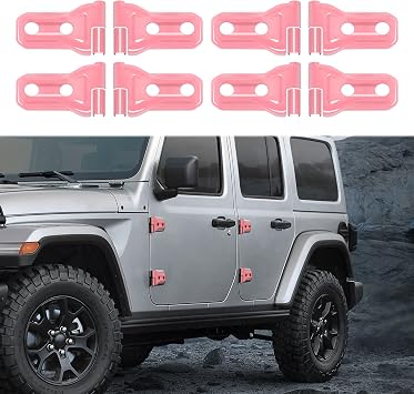 RT-TCZ Jeep Hinge Cover Trim - Front & Rear Door Hinges, Exterior Decoration Accessories for Jeep Wrangler JL & Gladiator JT 2018-2024, 8Pack, Pink