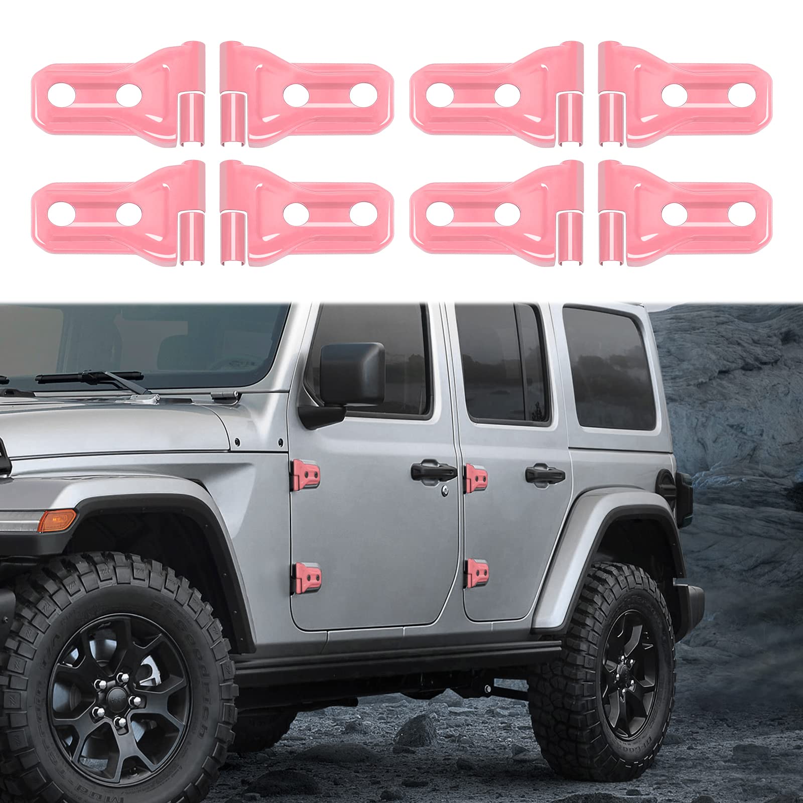 RT-TCZ Door Hinge Cover Trim for Jeep, Front Door Rear Door Hinges Exterior Decoration Accessories for Jeep Wrangler JL Unlimited 4-Door & Gladiator JT 2018-2022,8Pack,Pink