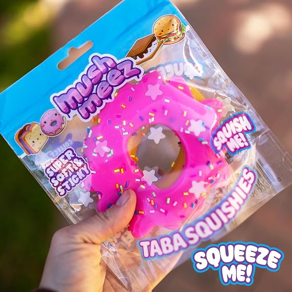 Mush Meez Taba スクイッシー- ドーナツジャンボl、3.5インチのスーパーソフト&粘着層tabaスクイッシー - スクイッシュ スクイーズ ストレス解消に最適 - 感覚/フィジェットプレイフードスクイッシーおもちゃ 子供と大人向け