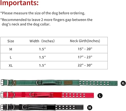 Miniatura 5 de Annchwool Collar táctico para perro mediano y grande, collar militar ajustable con mango acolchado suave, diseño de doble hebilla resistente (rojo,