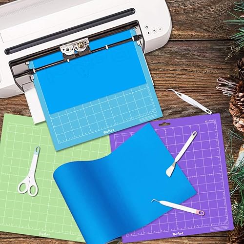 Vista 11 de ReArt Variedad de alfombrillas de corte para Silhouette Cameo 4/3/2/1 – Agarre fuerte, agarre estándar, agarre ligero, 12 x 12 pulgadas x 3 Variedad
