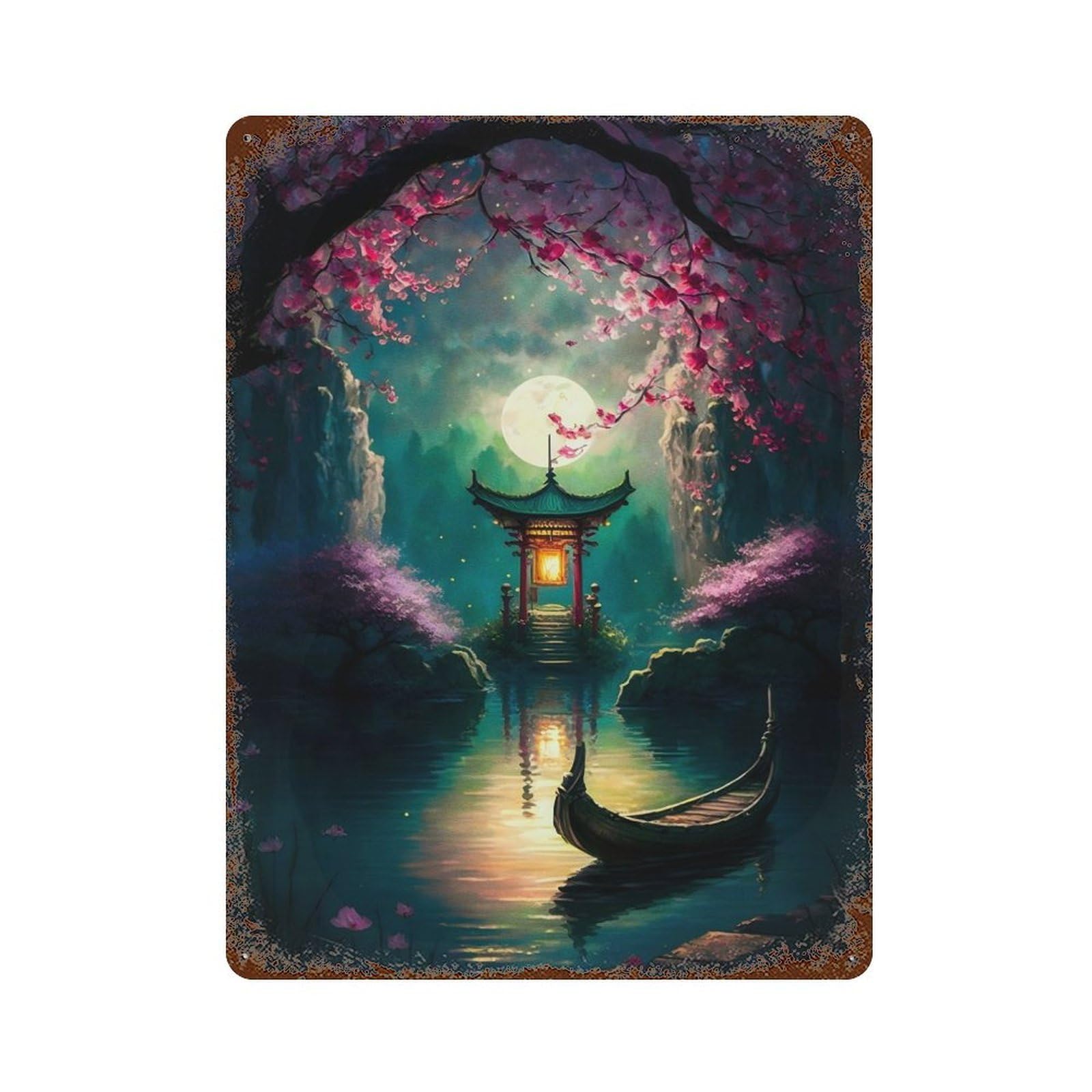 The Lake Mystic Aged Metal Wall Plaque 15.7"x11.8", Old School Wall Decor for Garage, Bar And Workshop Decor