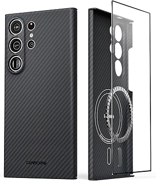 Samsung Galaxy S24 Ultra Phone Case, Thinborne 600D Aramid Fiber Magnetic Charging Ultra Thin & Lightweight Premium Carbon Feel Minimalist American Brand