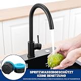 CECIPA Faucet kitchen black 360° rotatable, high pressure kitchen faucet black, mixer tap kitchen with high arc, single lever tap, sink fitting stainless steel, G3/8 connection fixture - 3