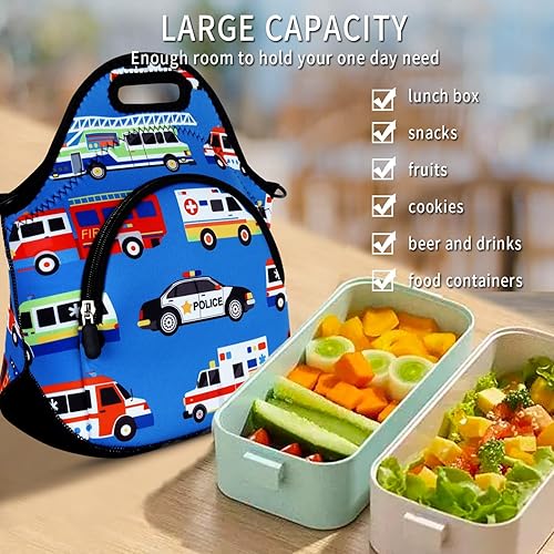 Miniatura 2 de Violet Mist Bolsas de almuerzo de neopreno con correa para el hombro, bolsas de almuerzo aisladas, lonchera térmica, reutilizable, bolsa bento